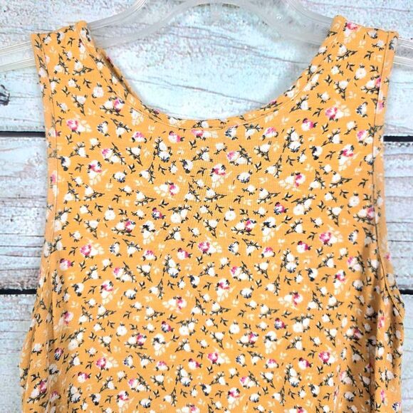 Rewind Yellow Floral Lace Hem Tank Top XS - Picture 2 of 8